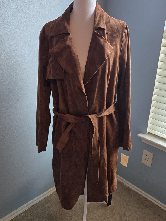 Blank NYC Jackets & Blazers - Revolve Brown Faux Suede Trench Coat with Belt